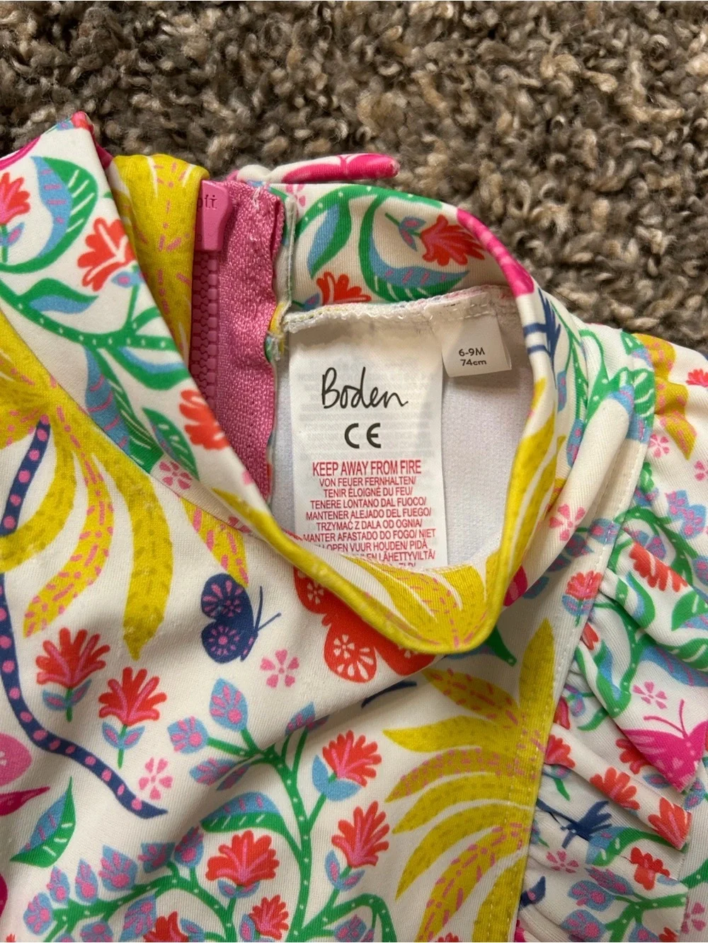 Mini Boden One Piece Rashgard Swimsuits bundle of 2, size 6/9 Month.